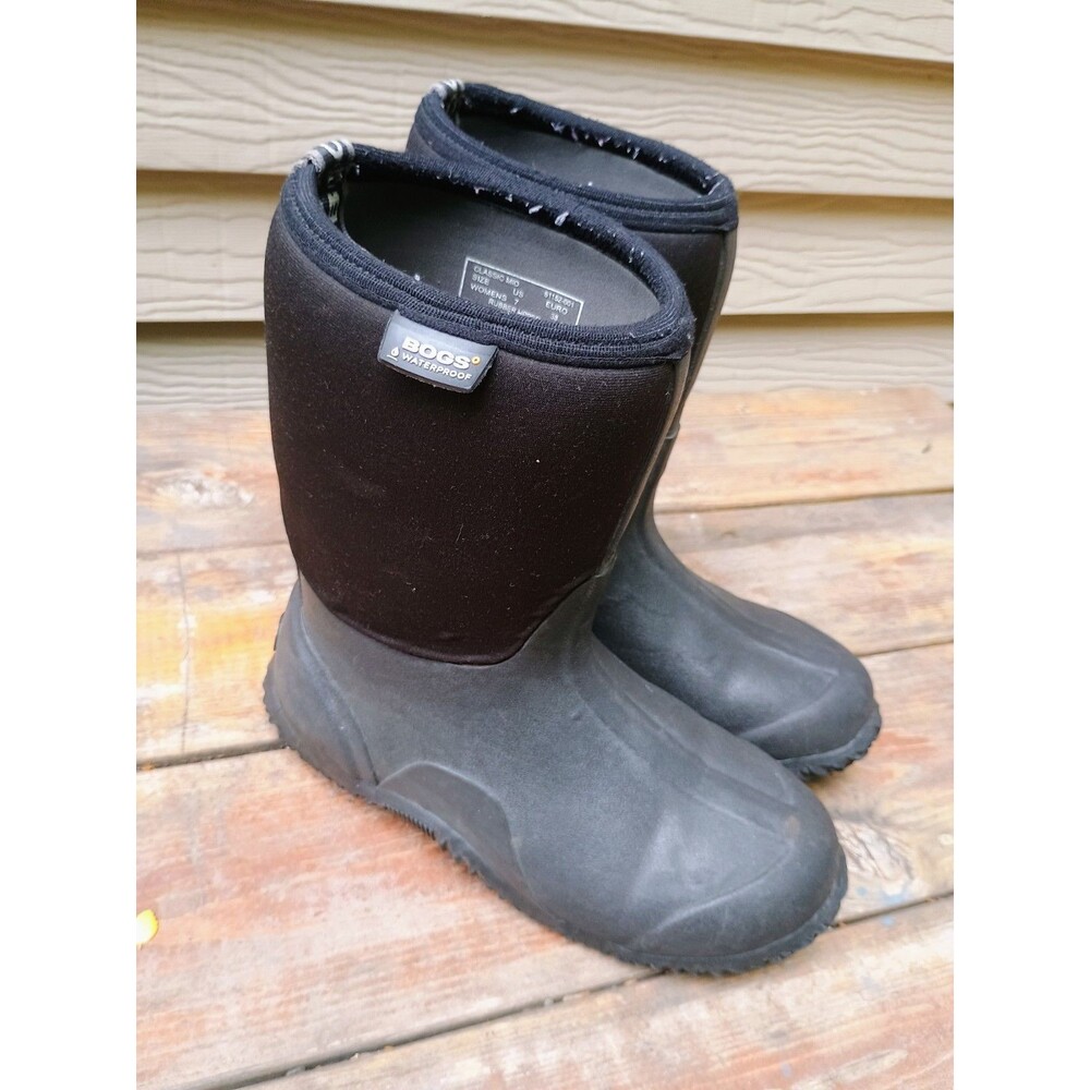 Bogs Classic Mid Women’s Waterproof Winter Snow Boots Black Size 7